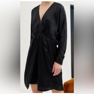 Rag & Bone silk long sleeve mini black dress size 6